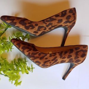 Leopard Pointed Toe Heeled Pumps